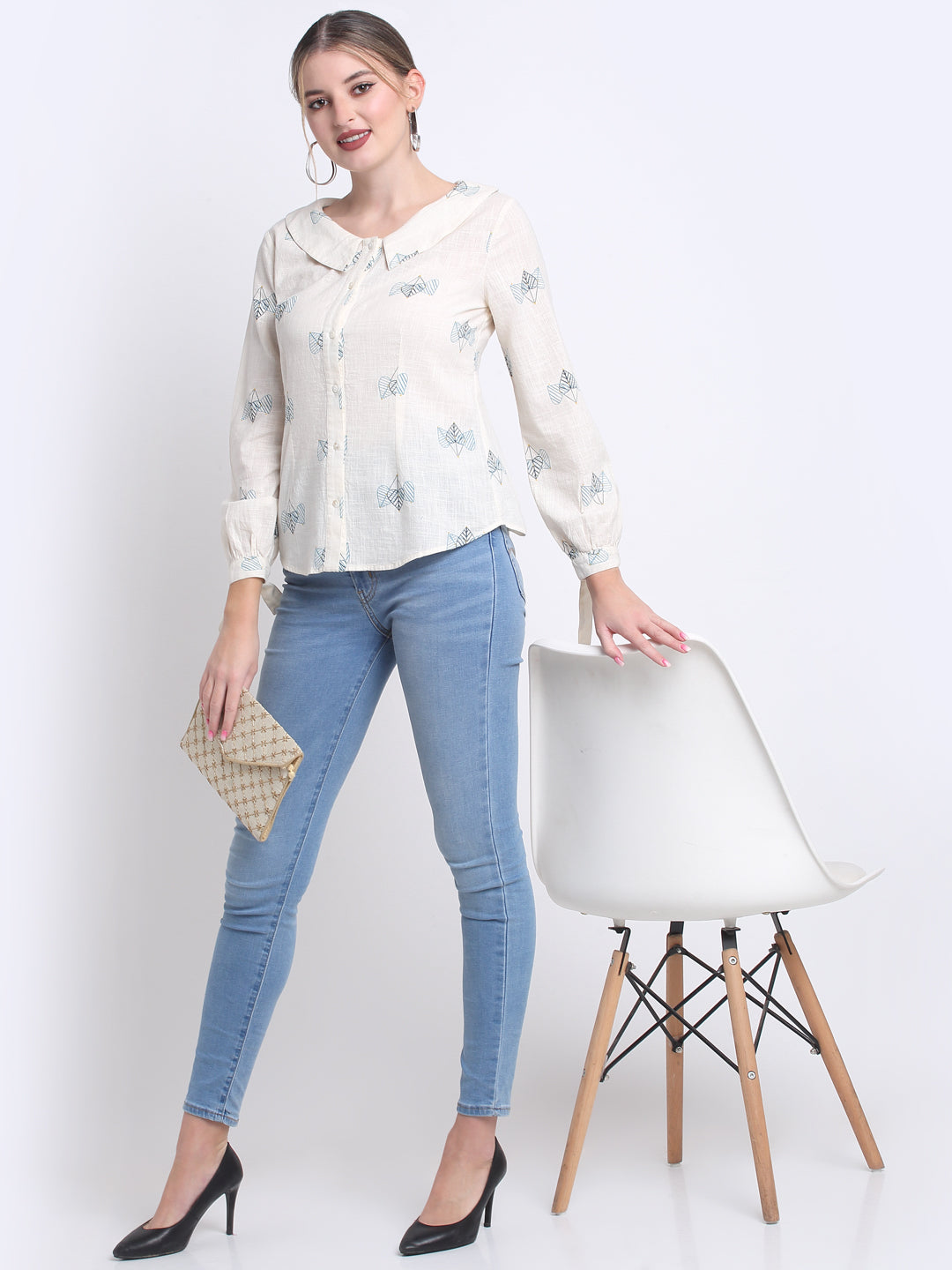 Ivory Tunic Collar Shirt