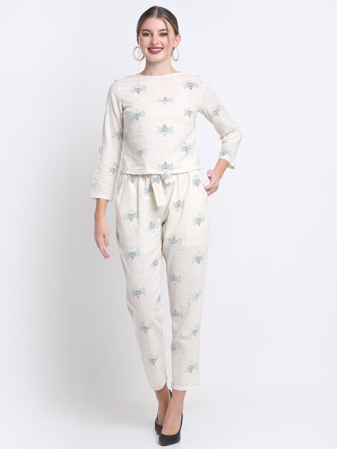 Ivory Cotton Linen Pant Set