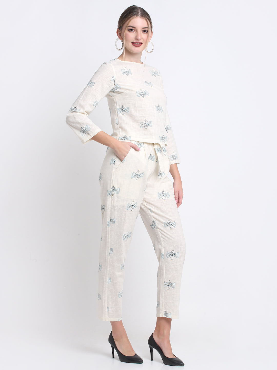 Ivory Cotton Linen Pant Set