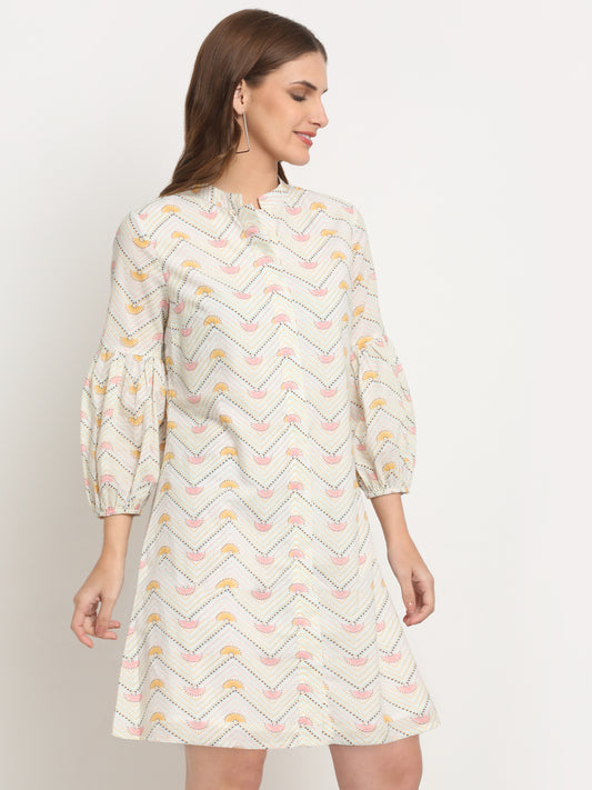 Mango Printed Cotton Printed Calf Length Dress